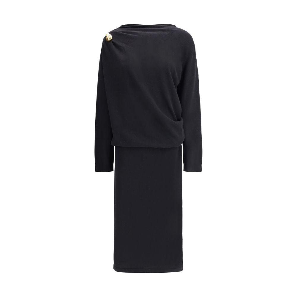 Fabiana Filippi Black Fleece Wool Casual Dress Fabiana Filippi