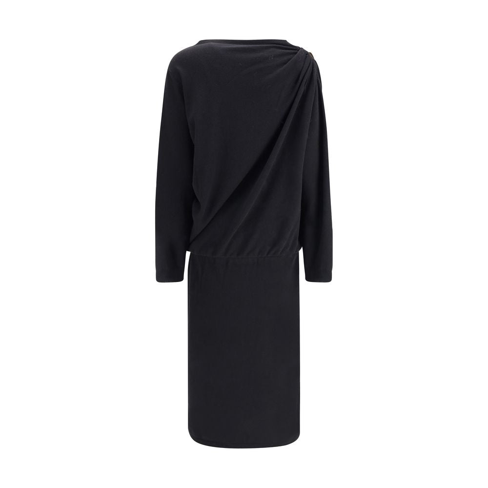 Fabiana Filippi Black Fleece Wool Casual Dress Fabiana Filippi