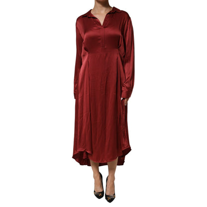 Fabiana Filippi Burgundy Acetate Viscose Satin Long Dress Fabiana Filippi