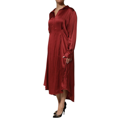 Fabiana Filippi Burgundy Acetate Viscose Satin Long Dress Fabiana Filippi