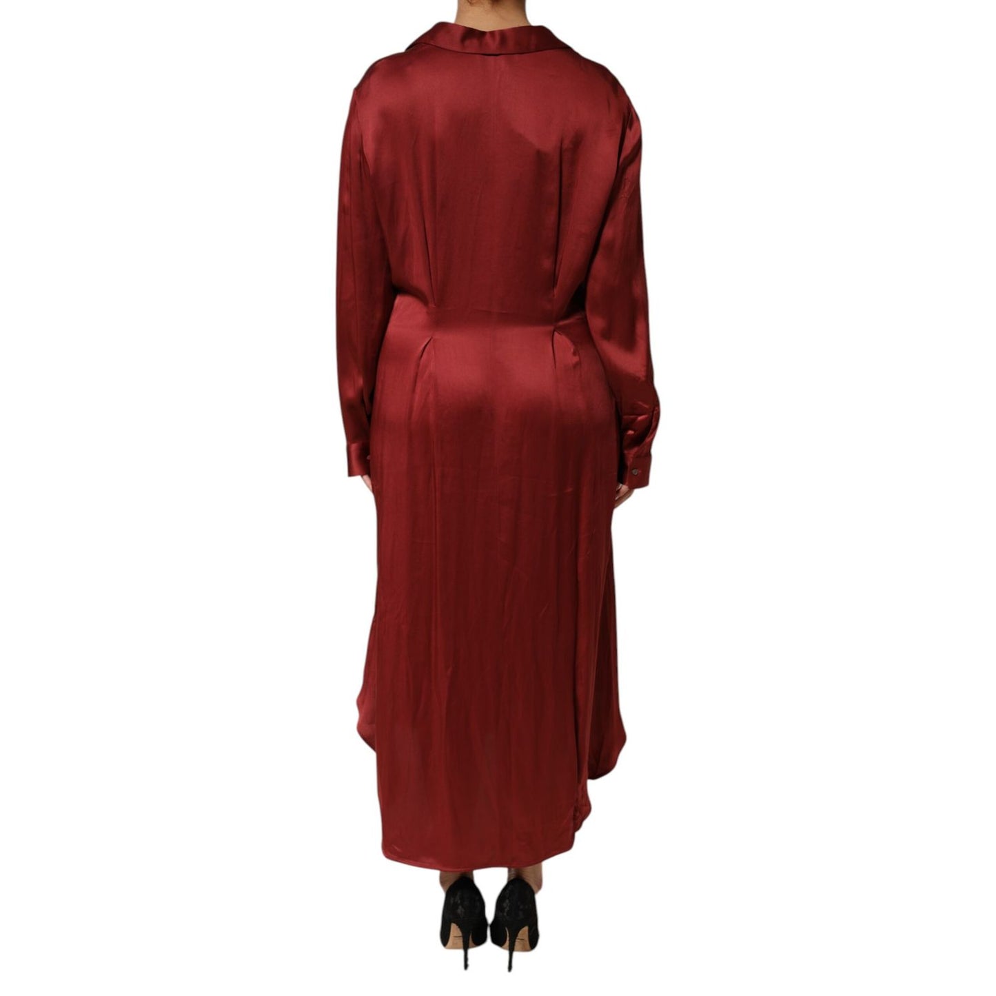 Fabiana Filippi Burgundy Acetate Viscose Satin Long Dress Fabiana Filippi