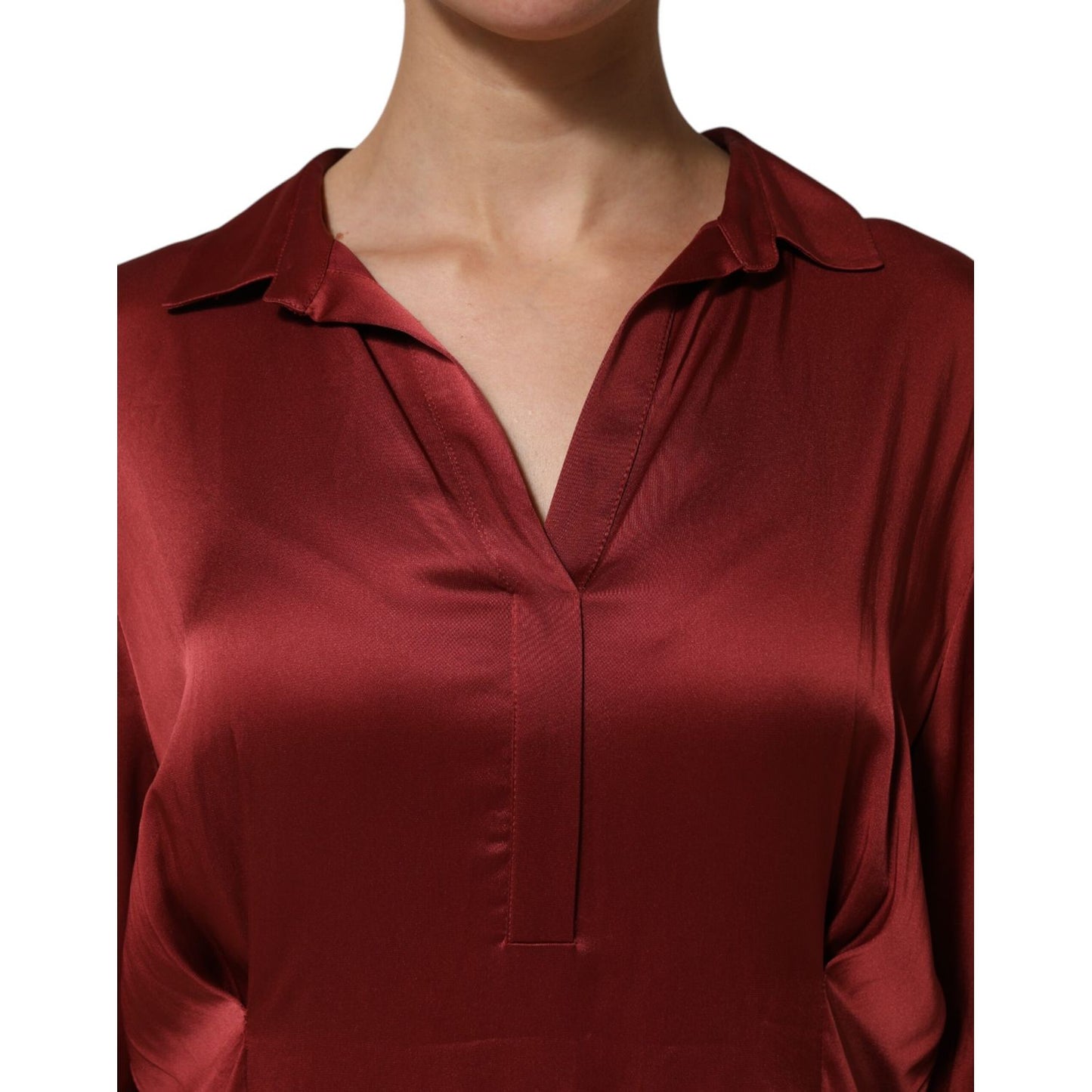 Fabiana Filippi Burgundy Acetate Viscose Satin Long Dress Fabiana Filippi