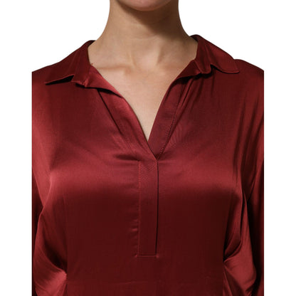 Fabiana Filippi Burgundy Acetate Viscose Satin Long Dress Fabiana Filippi