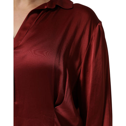 Fabiana Filippi Burgundy Acetate Viscose Satin Long Dress Fabiana Filippi