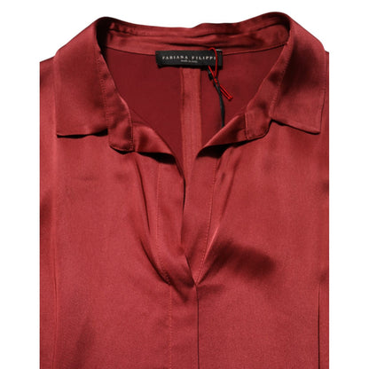 Fabiana Filippi Burgundy Acetate Viscose Satin Long Dress Fabiana Filippi