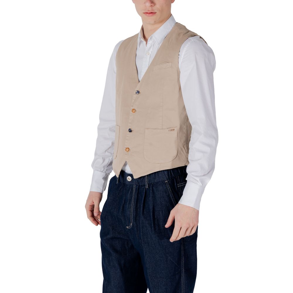 Gianni Lupo Beige Cotton Waistcoat