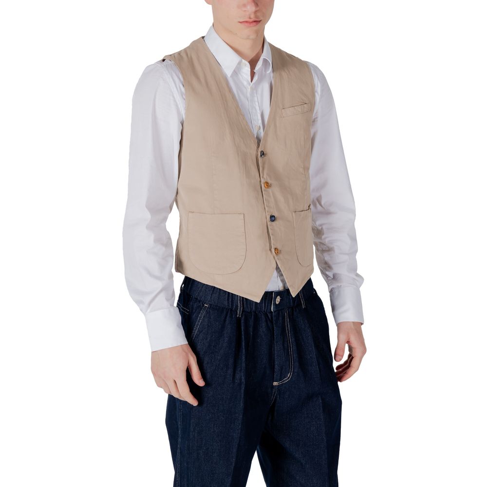 Gianni Lupo Beige Cotton Waistcoat