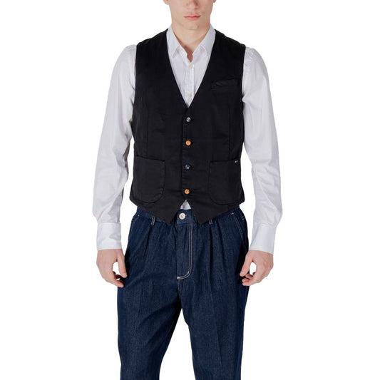 Gianni Lupo Black Cotton Waistcoat Gianni Lupo