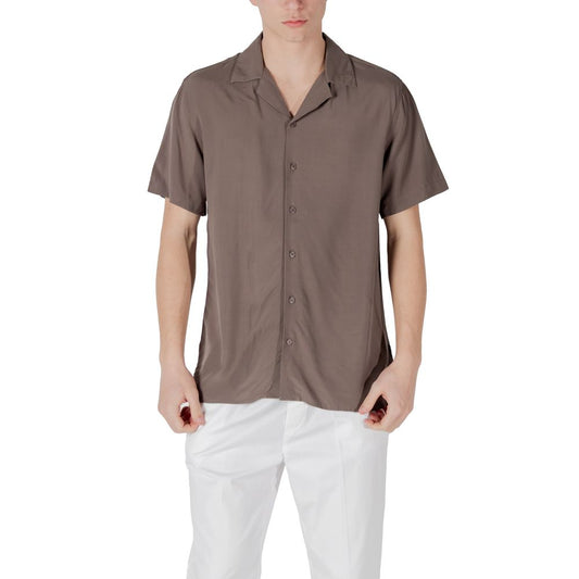 Gianni Lupo Brown Viscose Shortsleeve Shirt Gianni Lupo