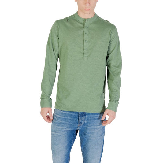 Gianni Lupo Green Cotton Long Sleeve T-Shirt Gianni Lupo