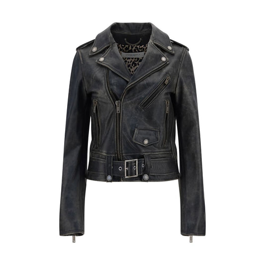 Golden Goose Black Calf Leather Bos Taurus Biker Jacket Golden Goose