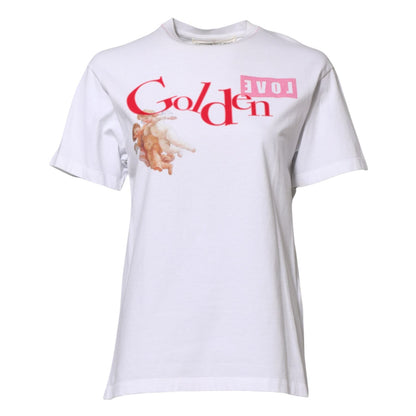 Golden Goose White Printed Round Neck T-shirt