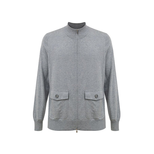 Gran Sasso Gray Cotton Cardigan Gran Sasso