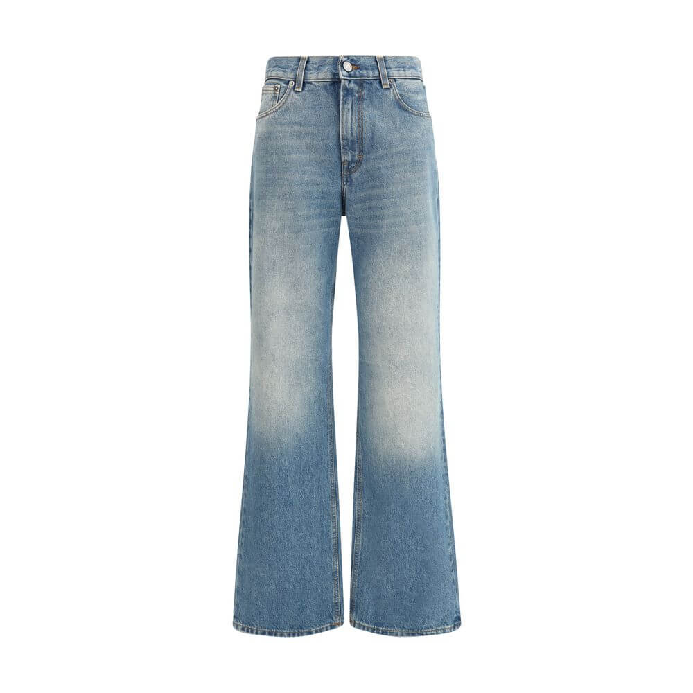 Haikure Light Blue Cotton Flared Jeans