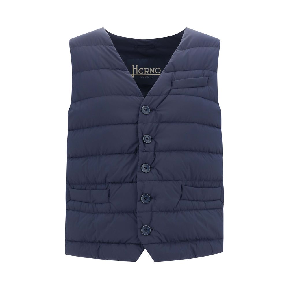 Herno Blue Polyamide Sleveless Jacket Herno