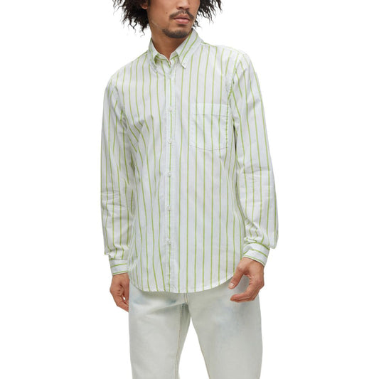 Hugo Boss Green Cotton Dress Shirt Hugo Boss