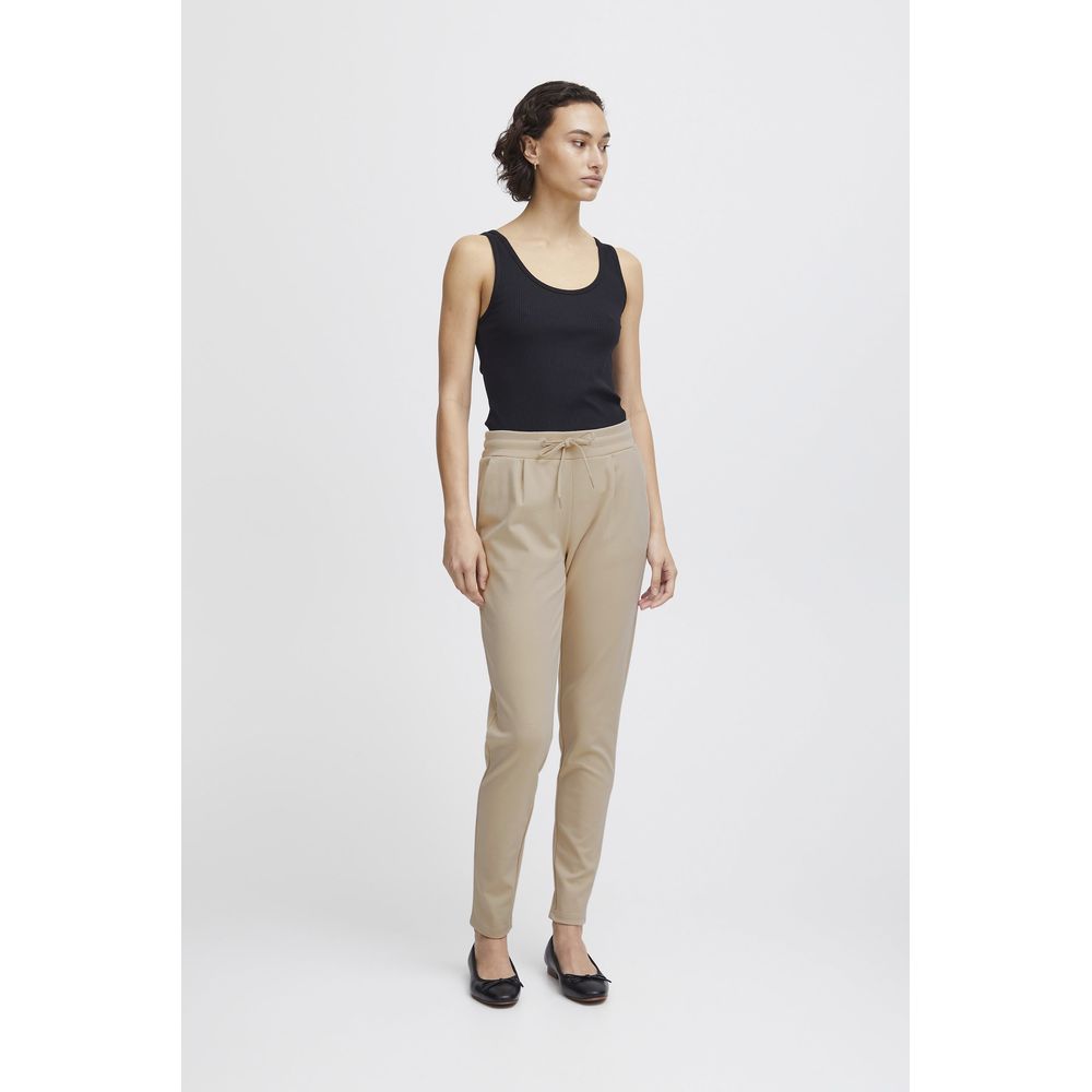 ICHI Beige Polyester Pants