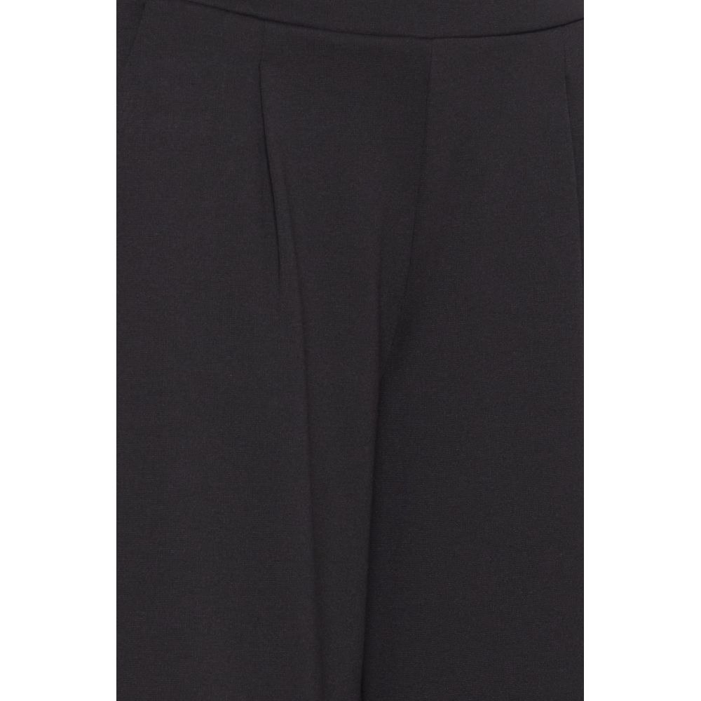 ICHI Black Recycled Polyester Flared Pants