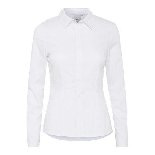 ICHI White Cotton Blouse