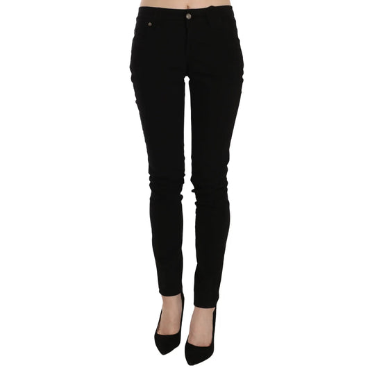 John Galliano Black Mid Waist Slim Fit Skinny Denim Casual Pants Jeans John Galliano