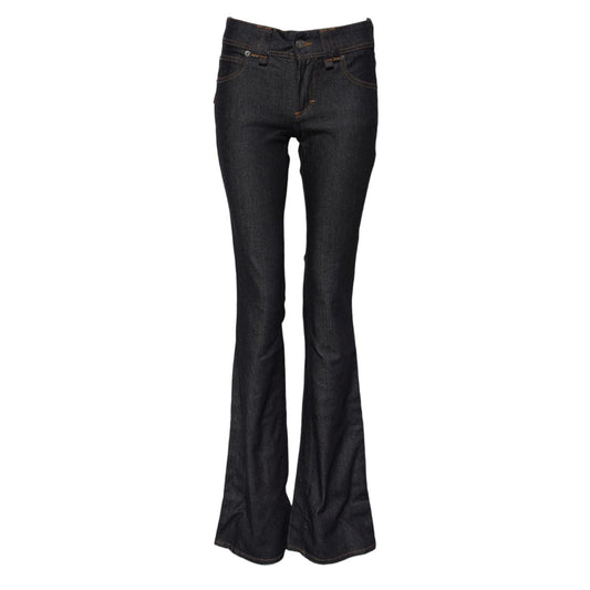 John Galliano Blue Mid Waist Cotton Wide Leg Denim Jeans John Galliano