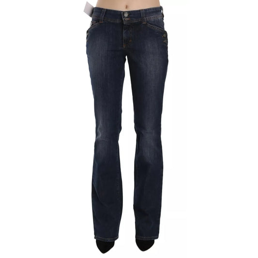 John Galliano Blue Washed Mid Waist Flared Denim Casual Pants Jeans John Galliano