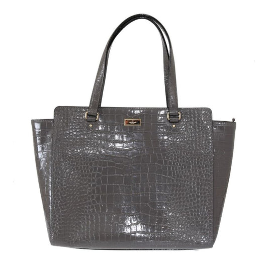 Kate Spade Grey Croc Embossed Leather Elissa Bristol Drive Tote Handbag Bag Kate Spade
