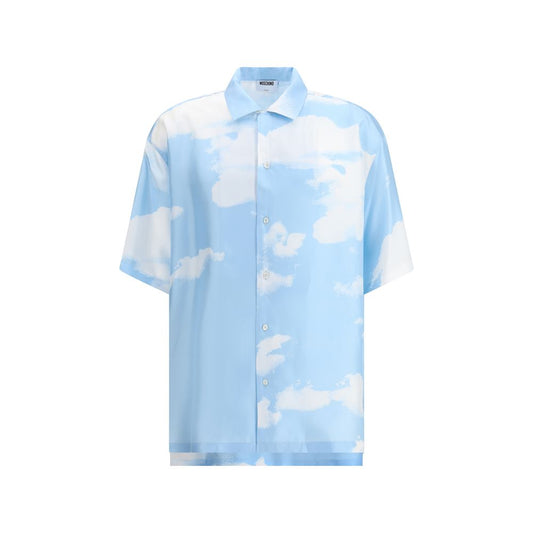 Moschino Light Blue Silk Pattern Shirt Moschino