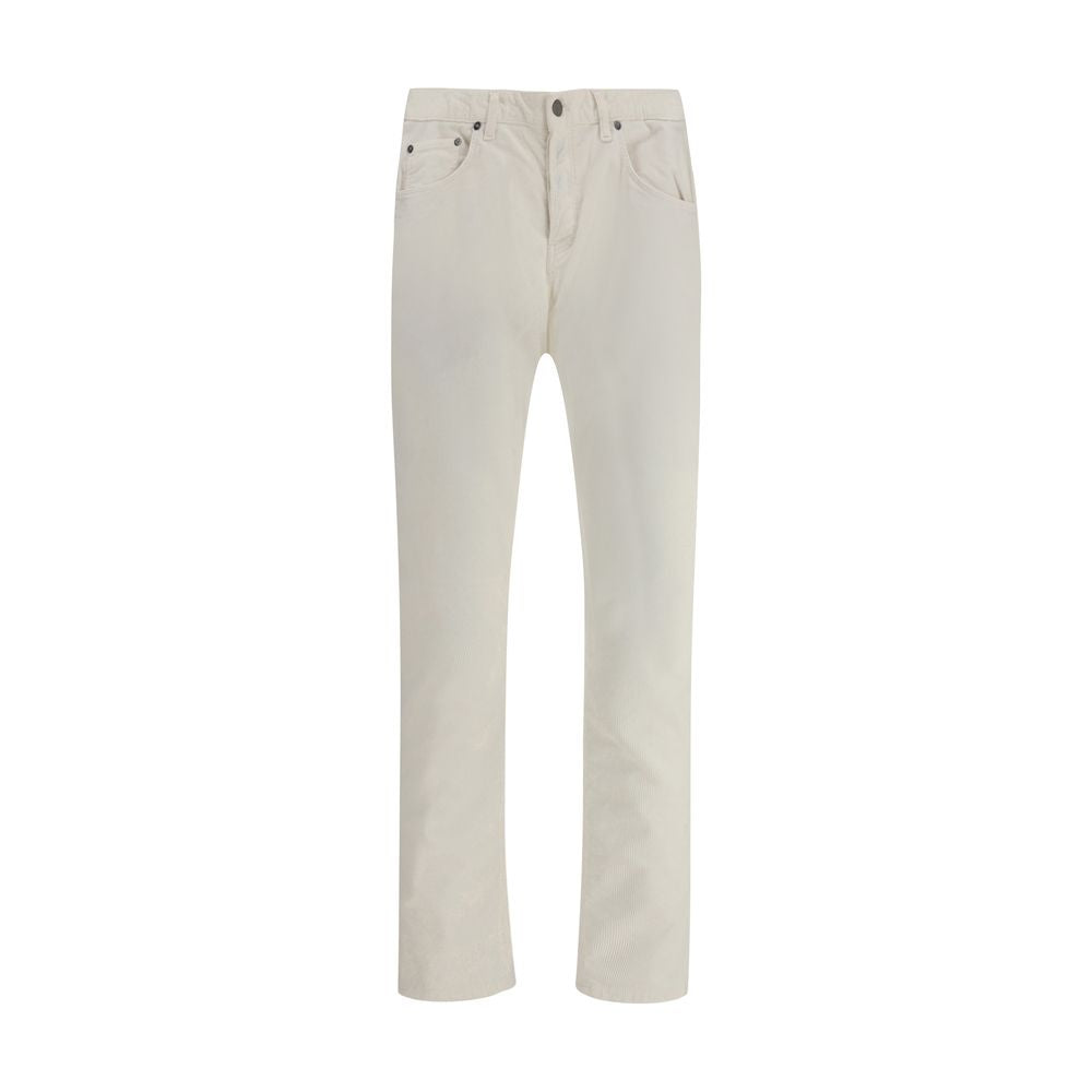 PT Torino White Cotton Casual Pants
