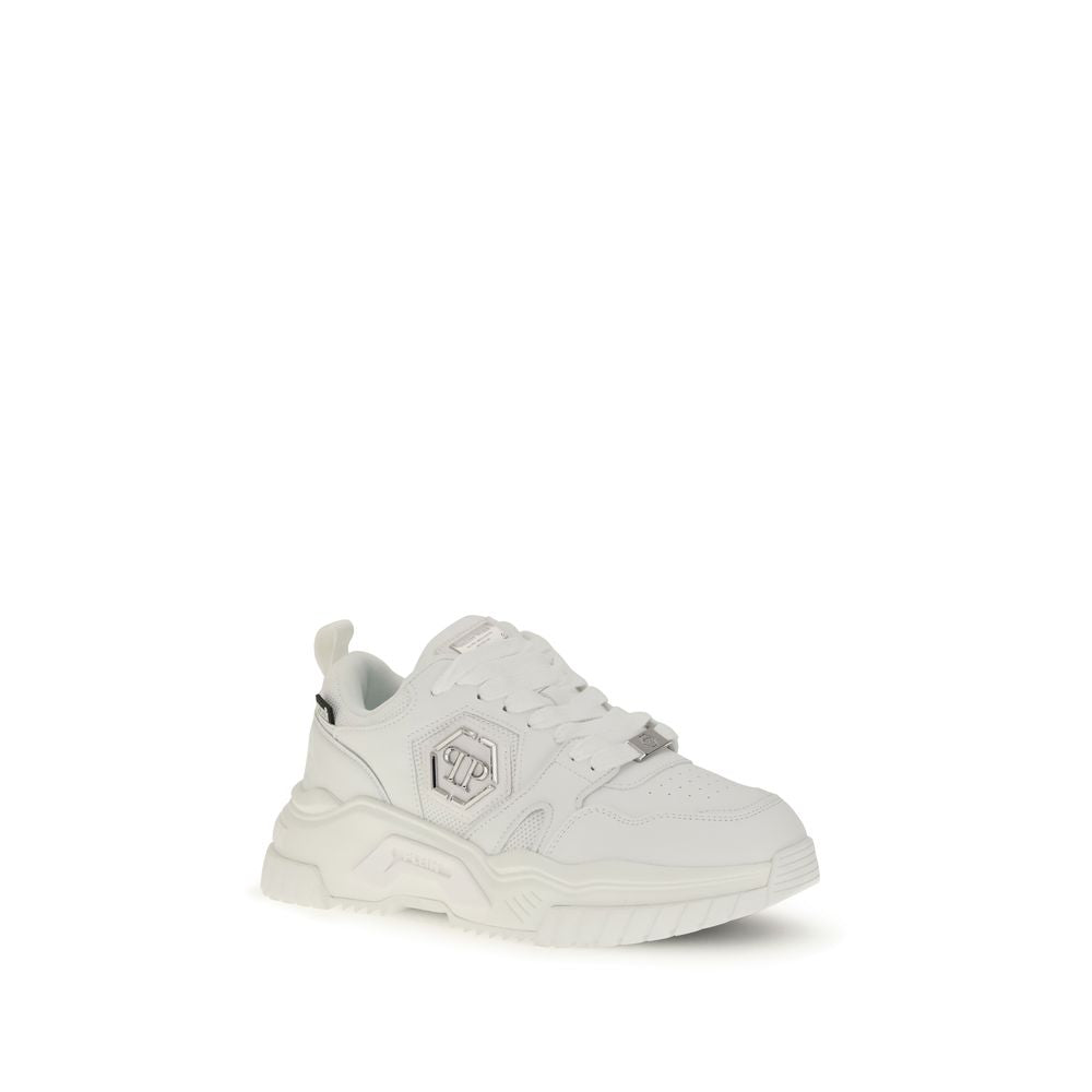 Philipp Plein White Polyester Athletic Sneakers
