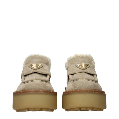 Prada Beige Leather Platform Loafers