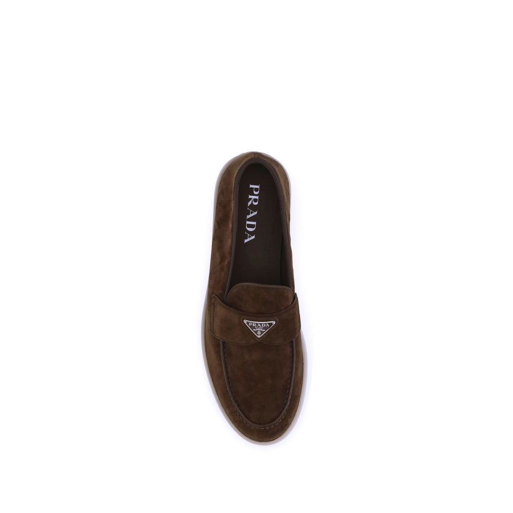 Prada Brown Rubber Slip-On Loafers