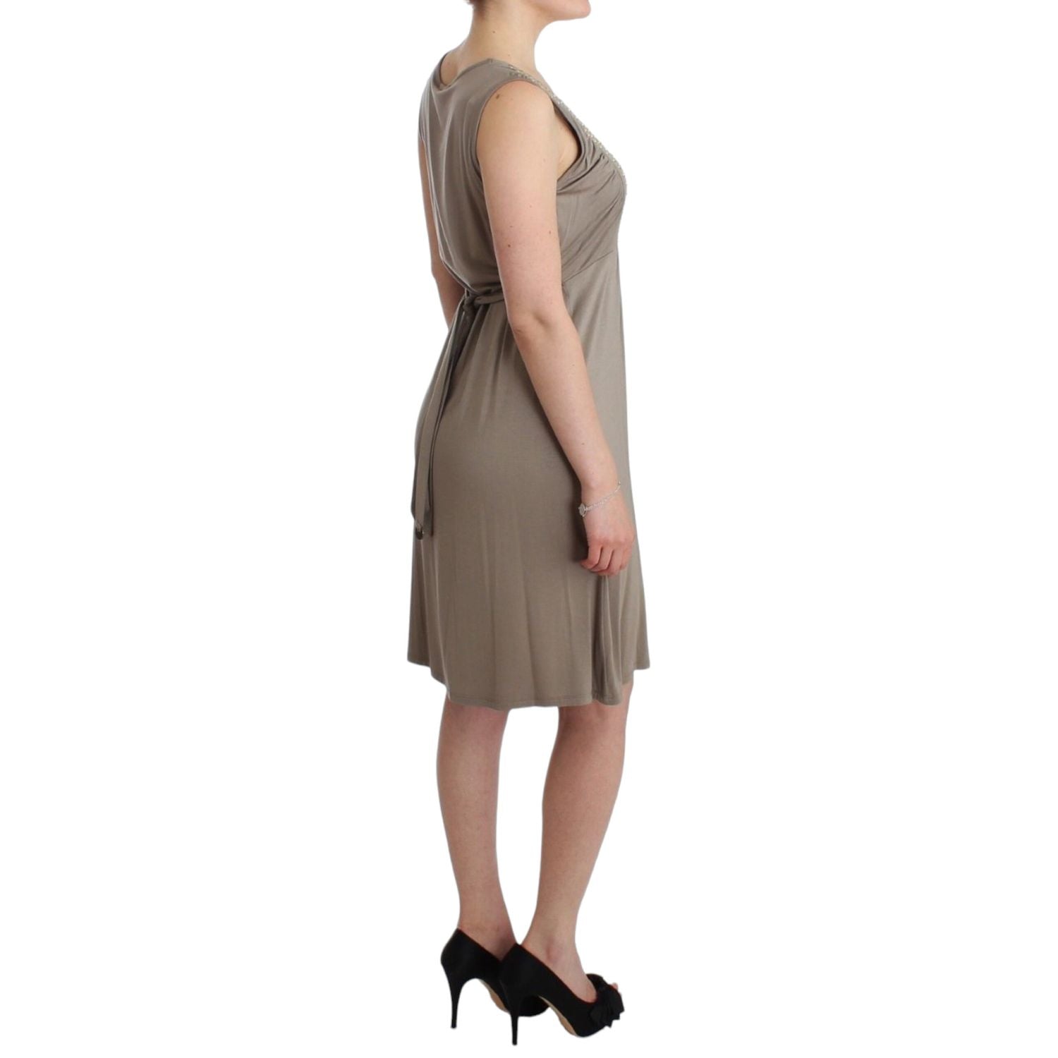 Roccobarocco Khaki studded sheath dress