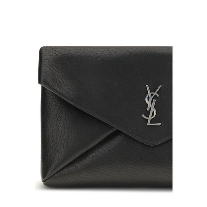 Saint Laurent Black Calf Leather Bos Taurus Clutch Bag