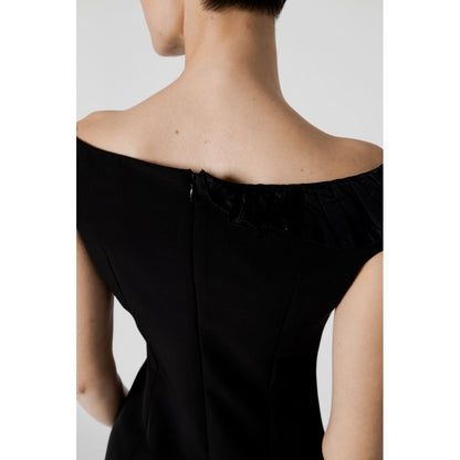 Sandro Ferrone Black Polyester Midi Dress