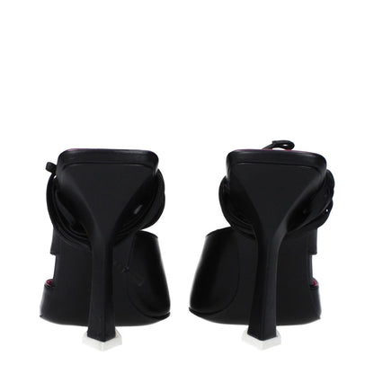 The Attico Black Leather Stiletto Heel Sandals