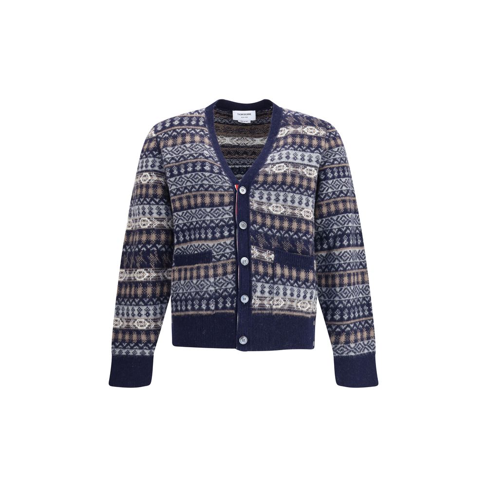 Thom Browne Blue Wool Cardigan Thom Browne