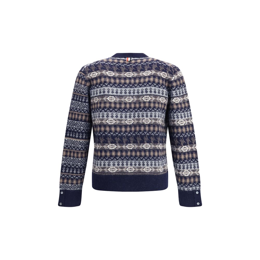 Thom Browne Blue Wool Cardigan Thom Browne