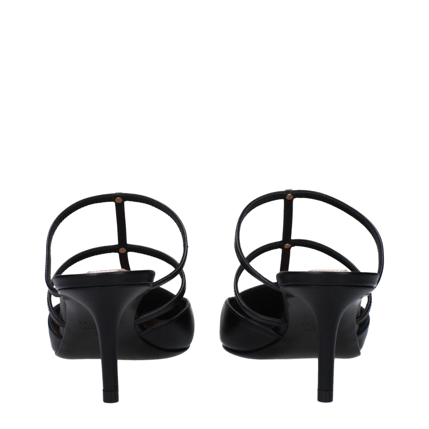 Valentino Garavani Black Leather Flat Sandals