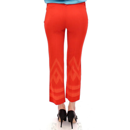 Versace Collection Red Pants Cropped 3/4 Short Nude Capri Pants