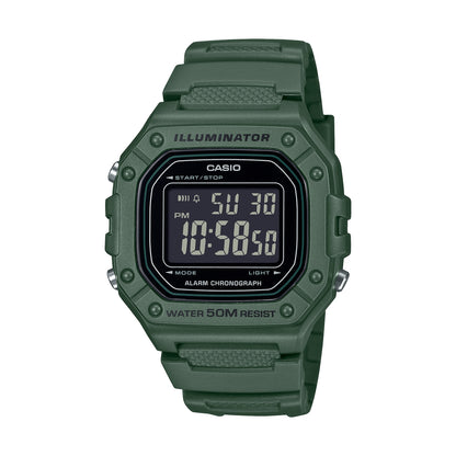 CASIO TIMELESS COLLECTION Mod. SPORT ILLUMINATOR WR 50M. ALARM. CHRONOGRAPH - ARMY GREEN WATCHES