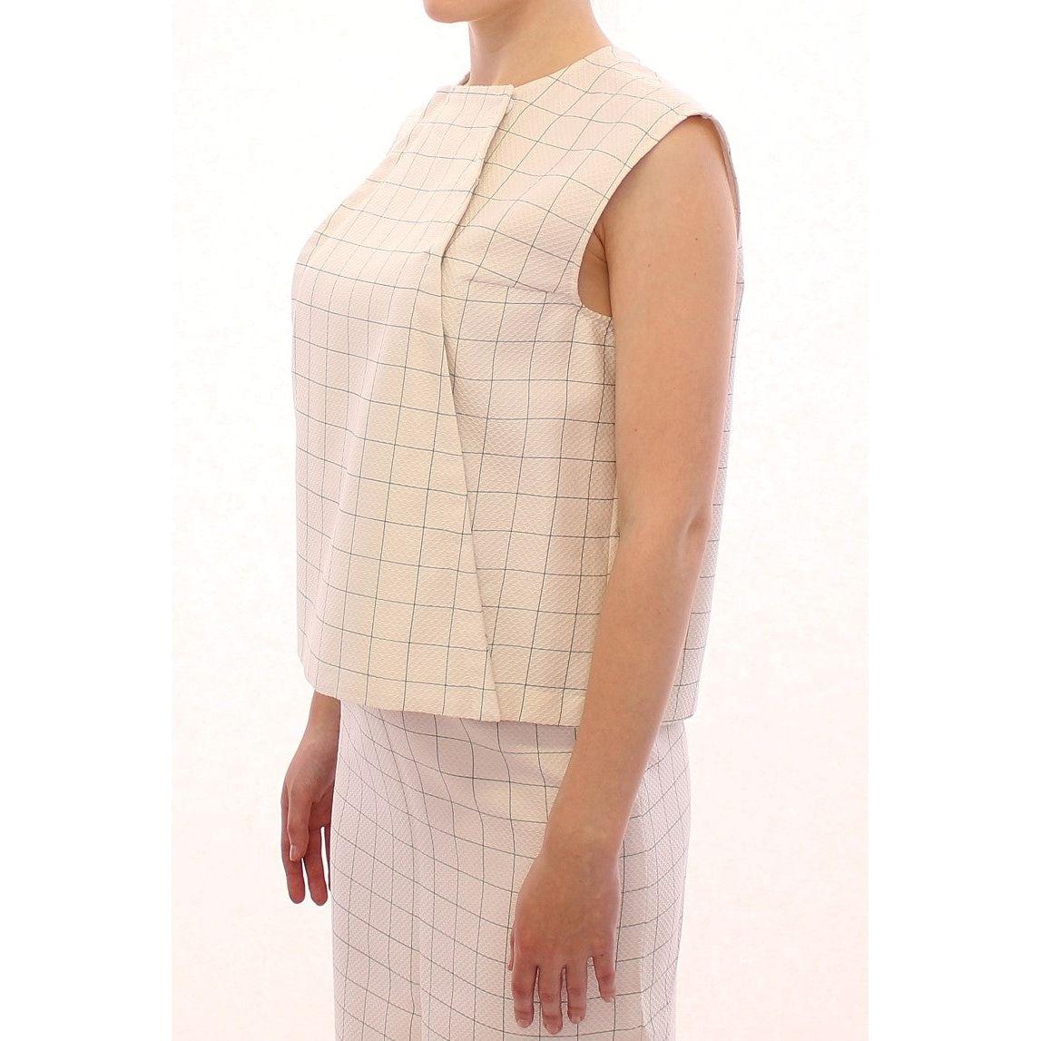 Andrea Incontri | White Cotton Checkered Shirt Top | McRichard Designer Brands