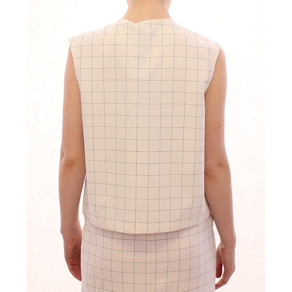 Andrea Incontri | White Cotton Checkered Shirt Top | McRichard Designer Brands