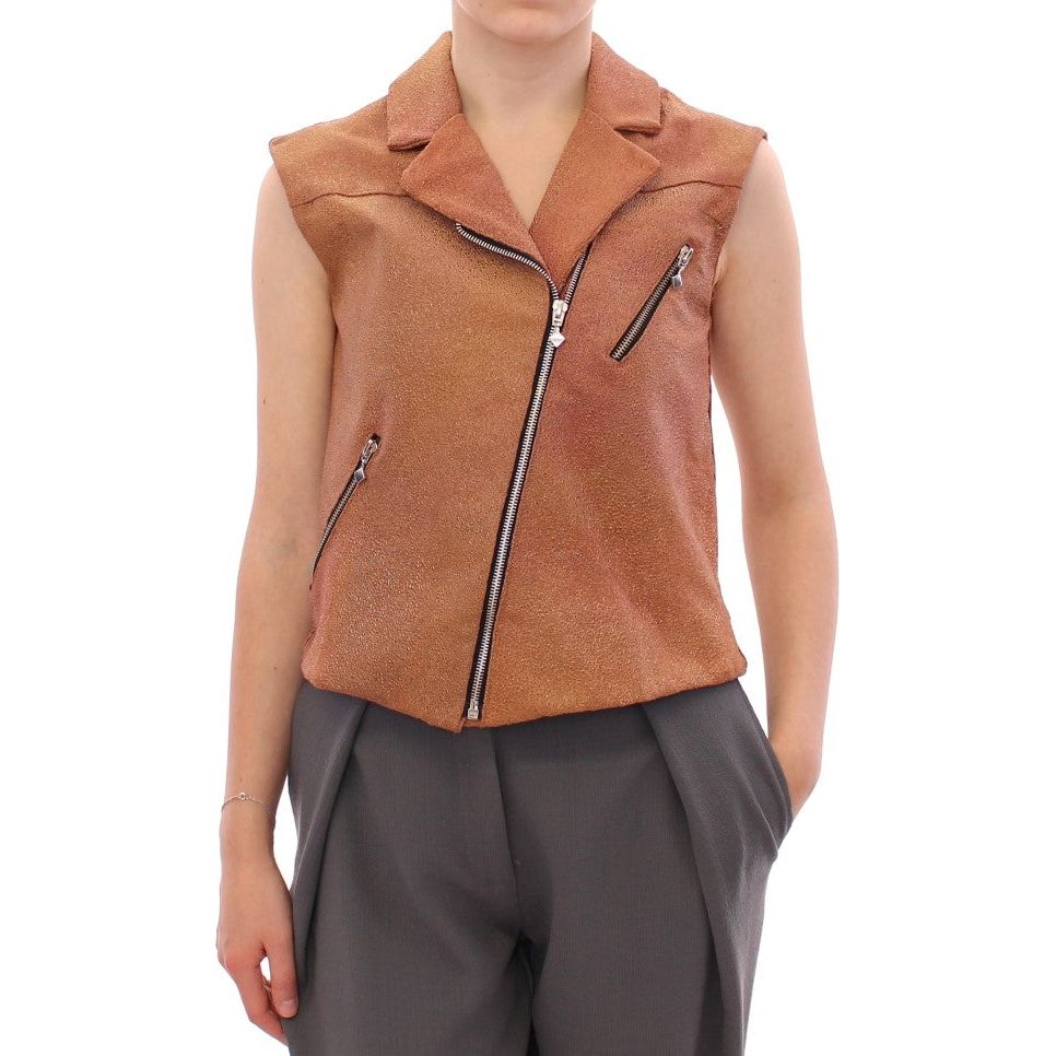 La Maison du Couturier | Brown Leather Jacket Vest | McRichard Designer Brands