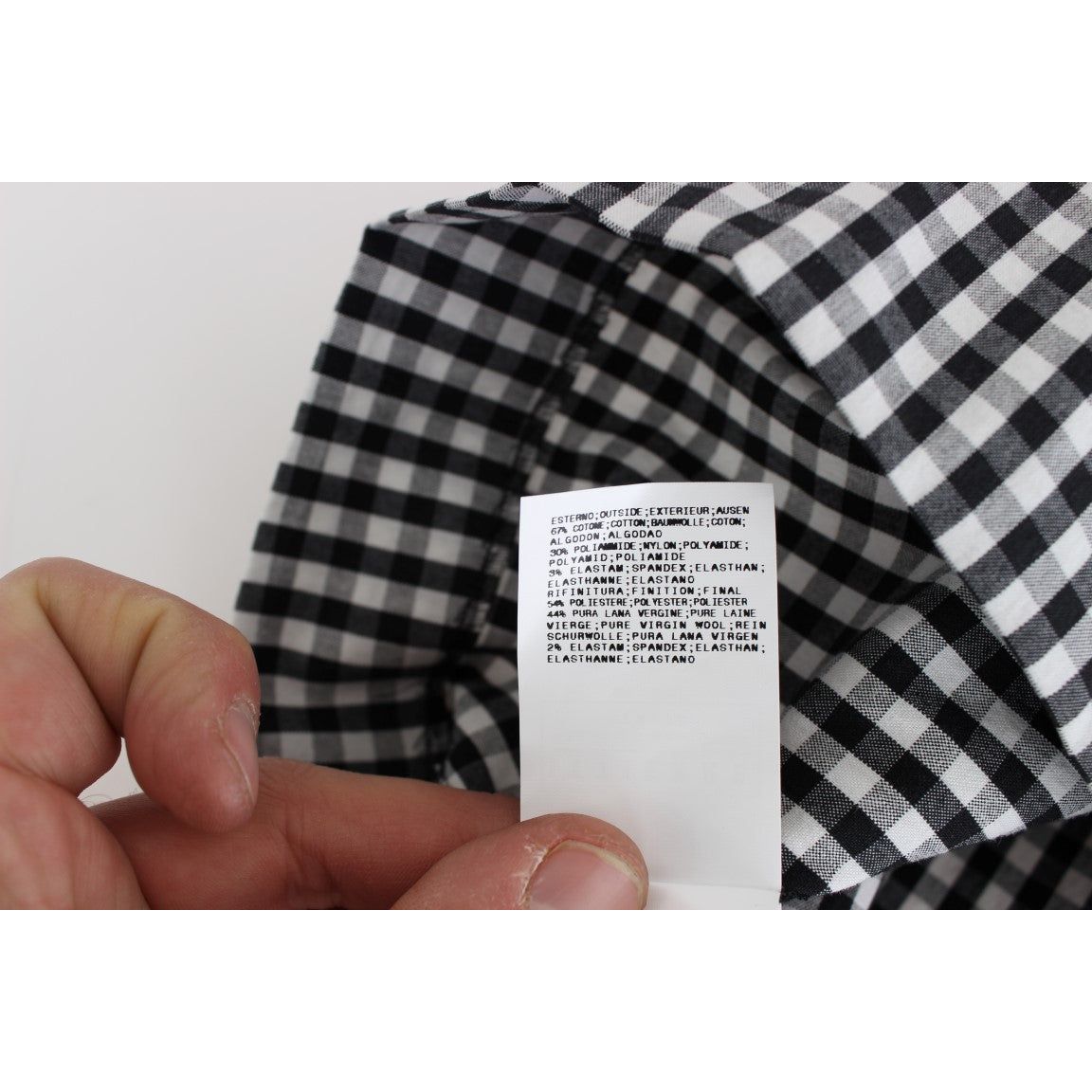 GF Ferre | Black White Checkered Belted Sheath Dress | McRichard Designer Brands