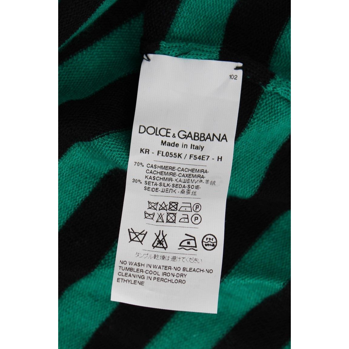 Dolce & Gabbana | Green Black Silk Cashmere Sweater | McRichard Designer Brands