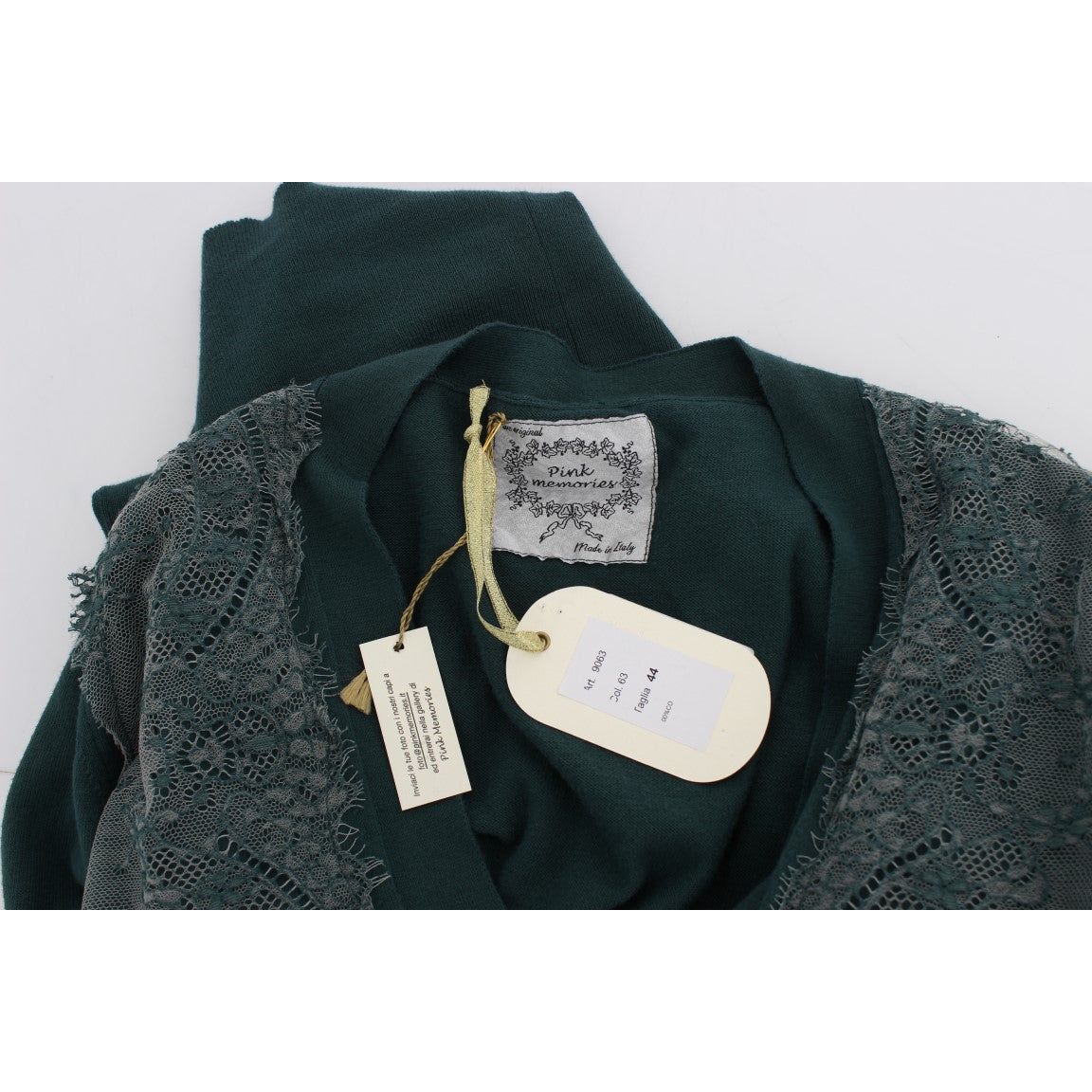 PINK MEMORIES | Green Lace Cotton Cardigan Sweater | McRichard Designer Brands