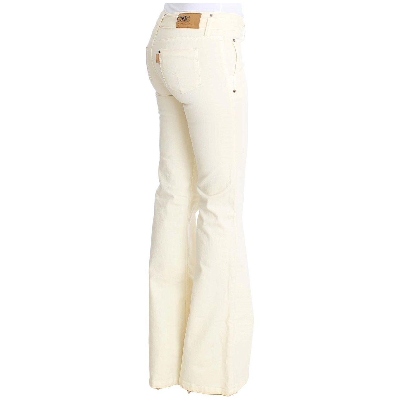 Costume National | White Cotton Stretch Flare Jeans | McRichard Designer Brands