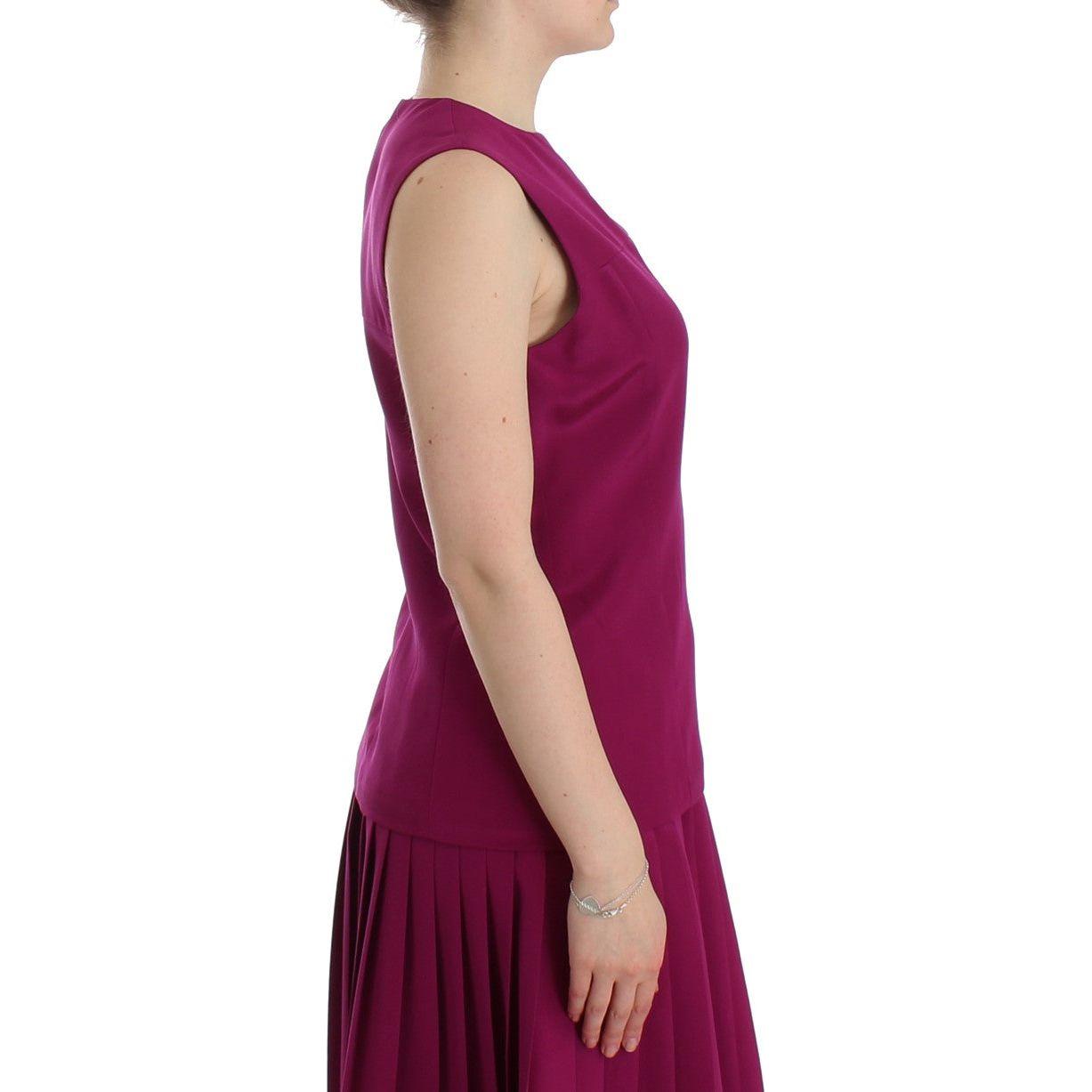 Barbara Casasola | Purple Silk Sleeveless Blouse Top | McRichard Designer Brands