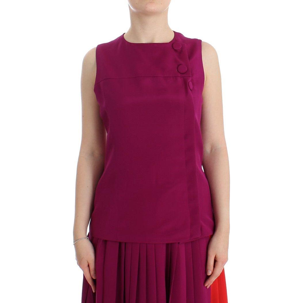 Barbara Casasola | Purple Silk Sleeveless Blouse Top | McRichard Designer Brands
